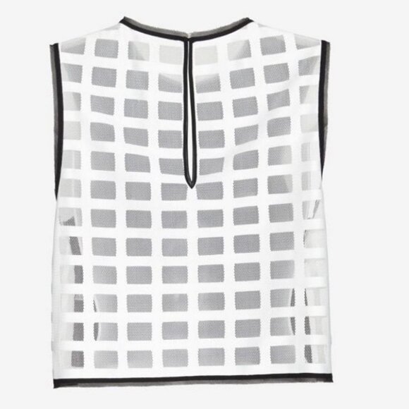 Intermix Colorblock Lace Crop Top White ST5006 Size Small Frayed Edge Modern S - Picture 2 of 7